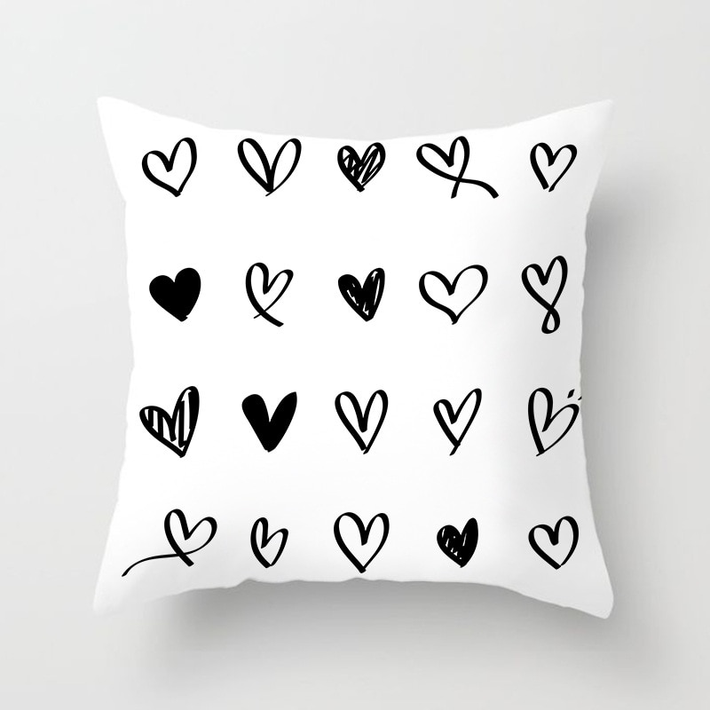 Geometric Patterned Black and White Cushion Cover