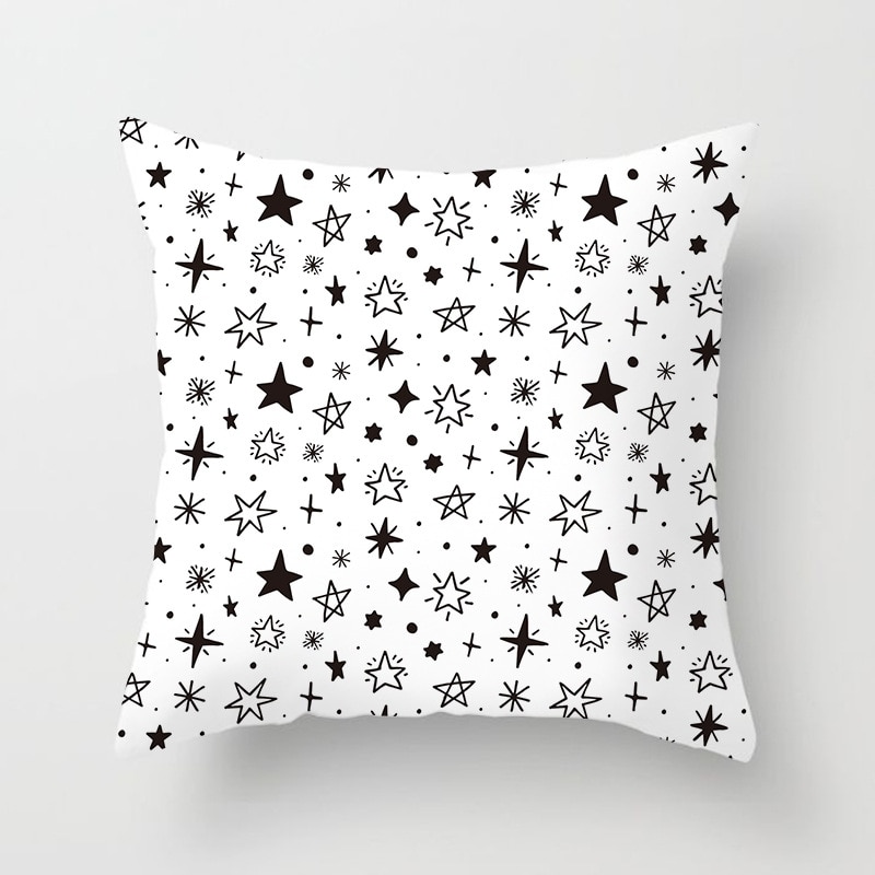 Geometric Patterned Black and White Cushion Cover