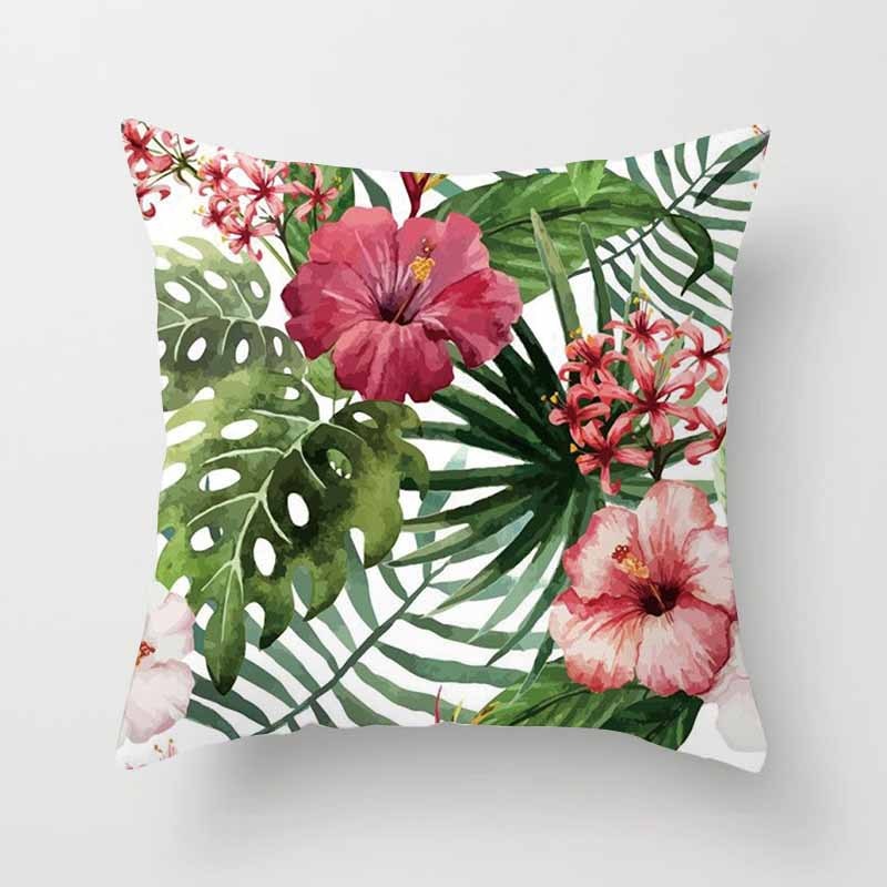Tropical Plants Printed Cushion Cover Tropical Plants Printed Cushion Cover